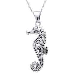 Sterling Silver Celtic Seahorse Necklace  Overstock