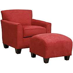 Park Ave Hand tied Crimson Red Chair and Ottoman  