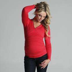 Sulee by Lilac Womens Maternity Coral Cross over Top  