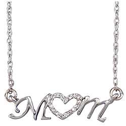 Sterling Silver Diamond Mom Necklace  Overstock