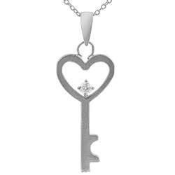 Tressa Sterling Silver Heart/ Key Necklace  Overstock