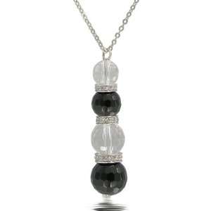 Black Spinel with Crystal Necklace, 18.5
