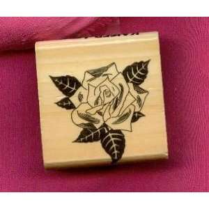  Full Bloom Rose Rubber Stamp on 2 X 2 Block Arts, Crafts 