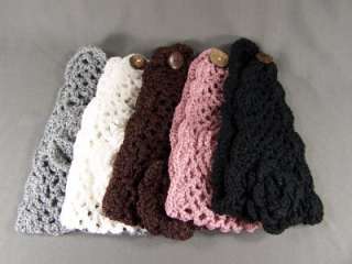 Brown flower ear warmer muff knit head wrap hat headband crochet 5 