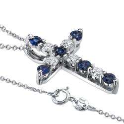   Sapphire and 1/8ct TDW Diamond Necklace (H I, SI2)  