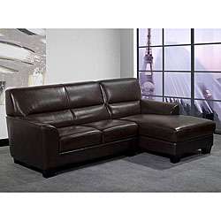 Pearce Dark Brown Leather Sectional Sofa  Overstock