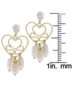 14k Yellow Gold Filigree Heart Earrings  Overstock
