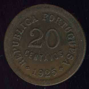 PORTUGAL BEAUTY SCARCE 20 REIS 1925 COIN HIGH GRADE  