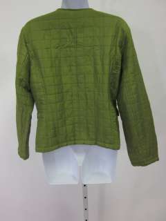 You are bidding on a SILK LAND Green Quilted Button Snap Silk Jacket 
