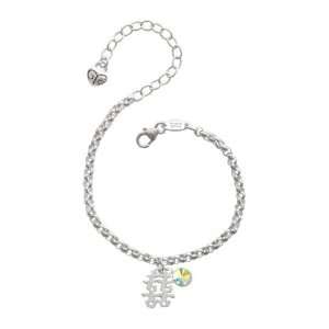 Silver Chinese Symbol Happiness Silver Plated Brass Charm Bracelet 