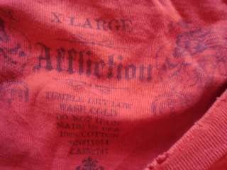 AFFLICTION T Shirt Tattoo Tapout Designer MMA MENS XL Red  