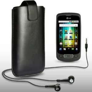  LG OPTIMUS ONE P500 BLACK PU LEATHER POCKET POUCH COVER 