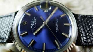 ROLEX OYSTER DATEJUST REF.1601 BLUE DIAL 18K WG / SS RARE INDEX 1972 N 