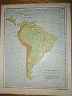 1920 original antique map south america physical returns accepted 