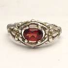 Red Garnet Solid Sterling Silver Gemstone Bone Ring   Also in 14kt