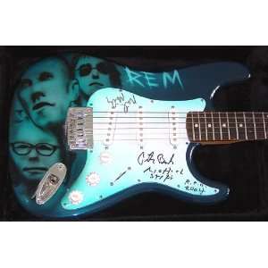  REM Autographed Guitar   Custom Airbrushed R.E.M. Signed 