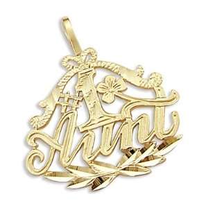    14k Yellow Gold #1 Aunt Family Love Charm Pendant New Jewelry