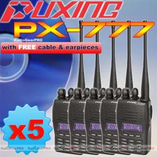 5X Puxing PX 777 UHF 400 470Mhz + FREE Cable + Earpiece  