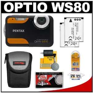  Pentax Optio WS80 Waterproof Digital Camera (Black/Orange 