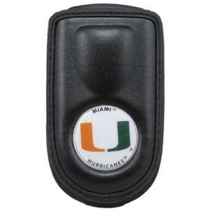 Miami Hurricanes Black Leather Cell Phone Case:  Sports 