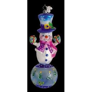  RADKO HOLIDAY SNOWBALL Snowman Glass Ornament NEW