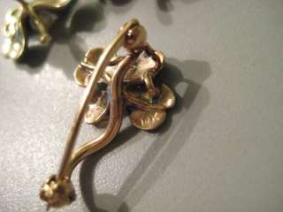 Antique 14k Gold & Enamel 4 Leaf Clover Earrings & Pin  