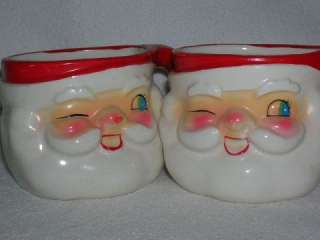 vintage Holt Howard Winking Santa head cups, appx 2.5 inches tall 