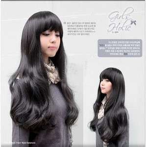 LONG Black wave Kanekalon cosplay hair wig WA72  