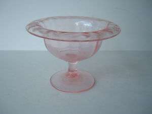 Pink Depression Glass Small Compote Etched Antique 1930  