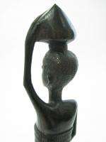 AFRICAN NATIVE WOMAN HAND CARVED OLD WOOD FIGURINE  