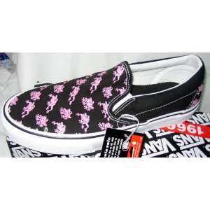 Vans Black with Pink Frogs Slip on Skater Shoes  Sports 
