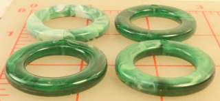 Vintage marbled green round pendants open center 33mm  