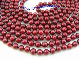 classic long 100 7mm red freshwater cultured pearl necklace  