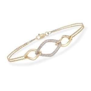  .20 ct. t.w. Diamond Marquise Bracelet In 14kt Yellow Gold 