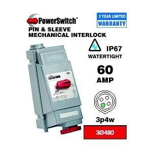   Mechanical Interlock 60 Amp 480 Volt 3 Phase 3P 4W NA Rated   Red