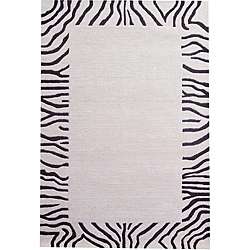 Hand tufted Zebra Border Wool Rug (8 x 11)  