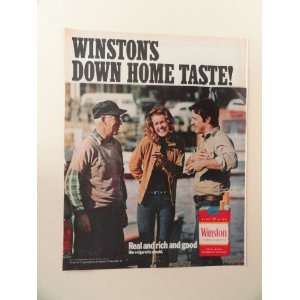  Winston Cigarettes,1971 print ad (2 men/woman/talking 