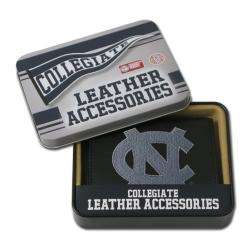 North Carolina Tar Heels Mens Black Leather Tri fold Wallet 