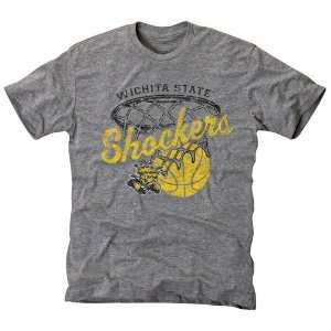  Wichita State Shockers Hoop Tri Blend T Shirt   Ash 