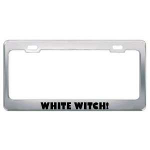 White Witch Religious Religion Metal License Plate Frame Holder 