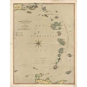  1789 map of Antilles, West Indies