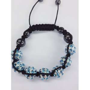   Crystals Black Cord Beaded Shamballa Ball Bracelet 