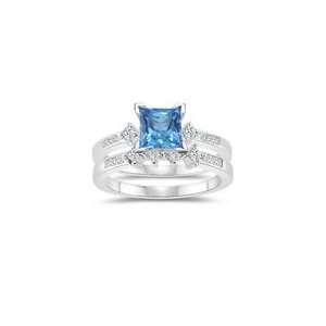  0.48 Cts Diamond & 0.92 Cts Swiss Blue Topaz Matching Ring 