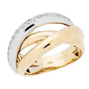 0.16 Carat 18kt Two Tone Gold Diamond Ring Jewelry