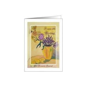 38th Birthday, Yellow Vase and Flowers Card