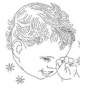 Vintage Embroidery Transfer 1950 Cute Baby Face Tears  
