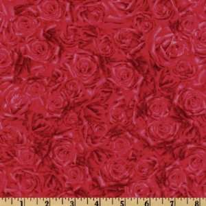  44 Wide Love Song Roses Red Fabric By The Yard: Arts 