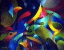   Contemporary Abstract Art Acrylic Painting, Closeup Video Trace  