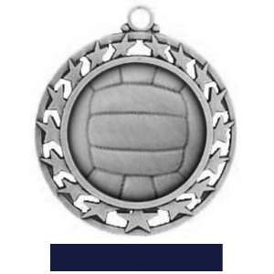  Hasty Awards Custom Volleyball Stars Medals M 440 SILVER MEDAL/NAVY 