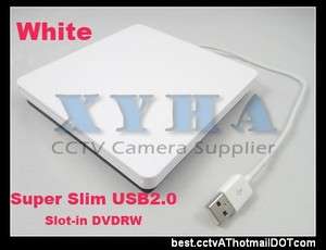   slim USB2.0 SATA external slot in DVD RW burner case White  